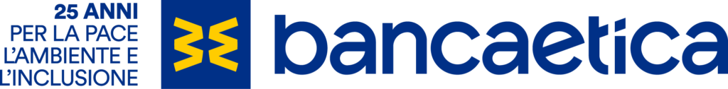 logo Banca Etica 25anni per la pace, l'ambiente e l'inclusione