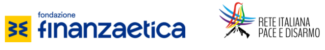 logo congiunto FONDAZIONE FINANZA ETICA - RETE ITALIANA PACE E DISARMO